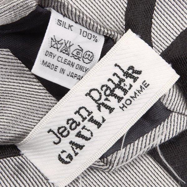 Jean Paul GAULTIER HOMME Geometric Woven Silk Tie Silver