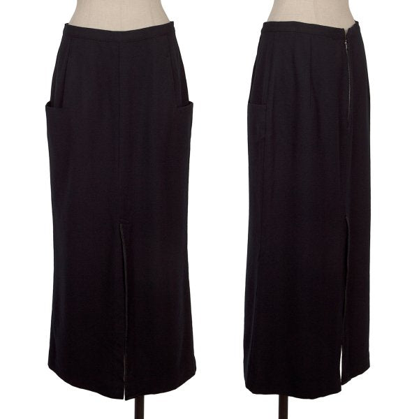 Yohji Yamamoto FEMME 05AW Wool Piped Slit Skirt Navy Size 3