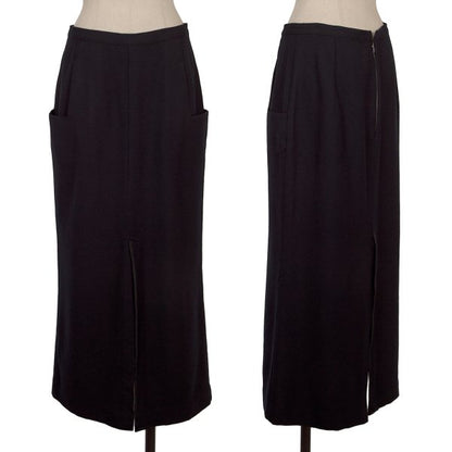 Yohji Yamamoto FEMME 05AW Wool Piped Slit Skirt Navy Size 3
