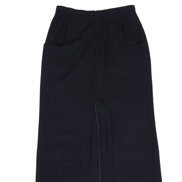 Yohji Yamamoto FEMME 05AW Wool Piped Slit Skirt Navy Size 3