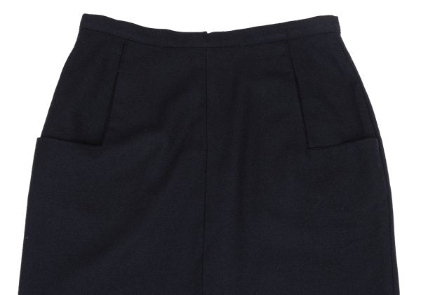 Yohji Yamamoto FEMME 05AW Wool Piped Slit Skirt Navy Size 3