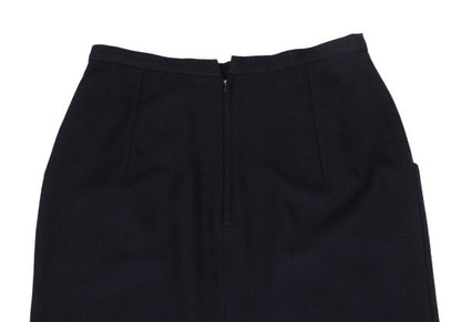 Yohji Yamamoto FEMME 05AW Wool Piped Slit Skirt Navy Size 3