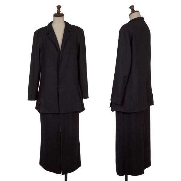 Yohji Yamamoto FEMME 05AW Wool Piped Slit Skirt Navy Size 3