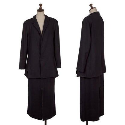 Yohji Yamamoto FEMME 05AW Wool Piped Slit Skirt Navy Size 3