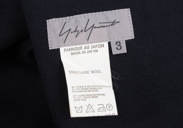 Yohji Yamamoto FEMME 05AW Wool Piped Slit Skirt Navy Size 3
