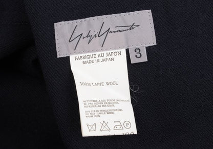 Yohji Yamamoto FEMME 05AW Wool Piped Slit Skirt Navy Size 3