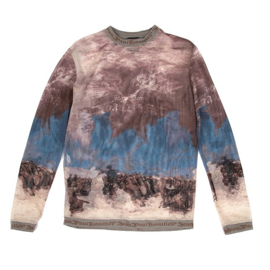 Jean Paul GAULTIER CLASSIQUE Painting Print Net Top Size 48