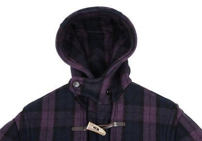 GANRYU Down Quilted Check Duffle Coat Purple Size M