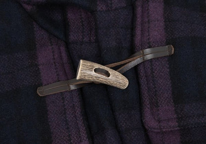 GANRYU Down Quilted Check Duffle Coat Purple Size M