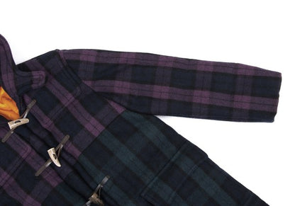 GANRYU Down Quilted Check Duffle Coat Purple Size M