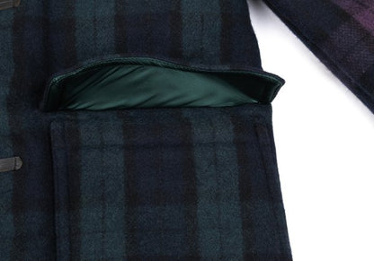 GANRYU Down Quilted Check Duffle Coat Purple Size M