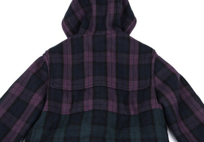 GANRYU Down Quilted Check Duffle Coat Purple Size M