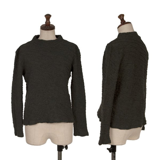 Plantation Wool Wrinkle Ribbed Long Shirt Charcoal Size M
