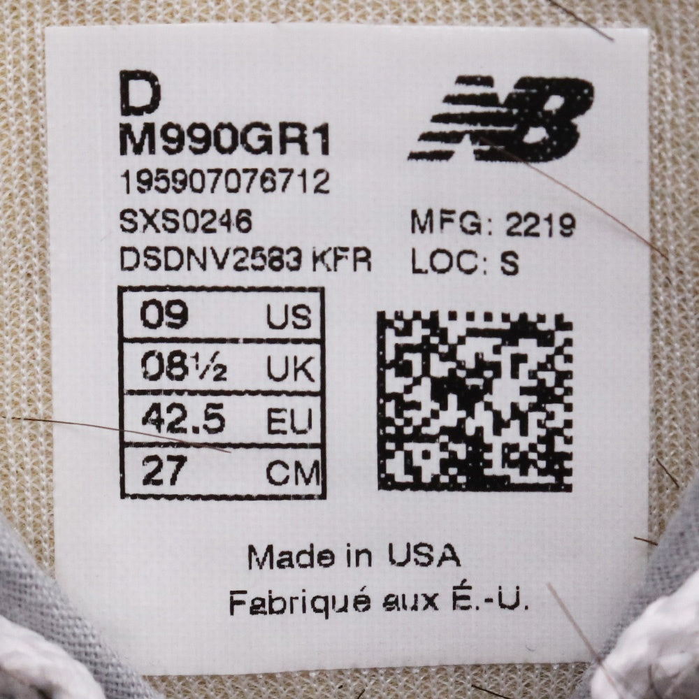 BALANCE 990GR1 V1 Made in USA Sneakers Gray Size 27cm