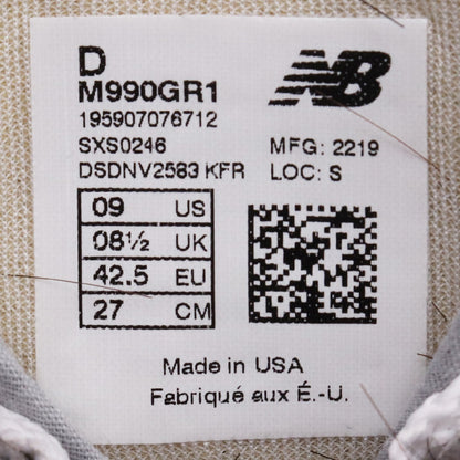 BALANCE 990GR1 V1 Made in USA Sneakers Gray Size 27cm