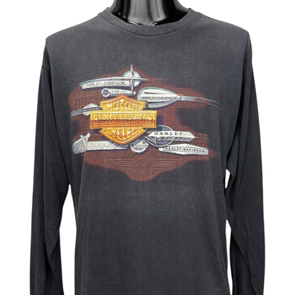 HARLEY DAVIDSON 90s HAL'S Flames Sleeve T-Shirt Size L