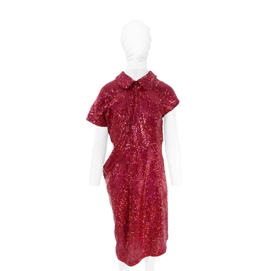 COMME des GARCONS 99AW Polyester Midi Dress Pink Size S
