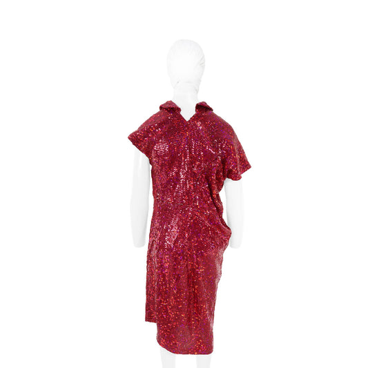 COMME des GARCONS 99AW Polyester Midi Dress Pink Size S
