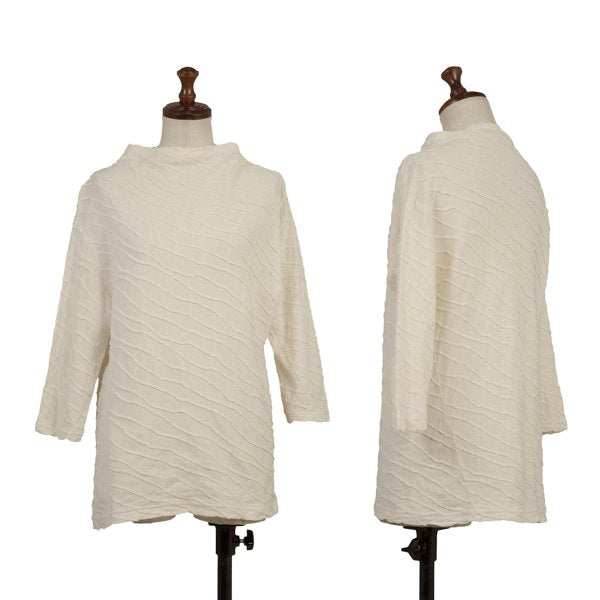 Plantation Cotton Ribbed 3/4 Sleeve Top Ivory Size M