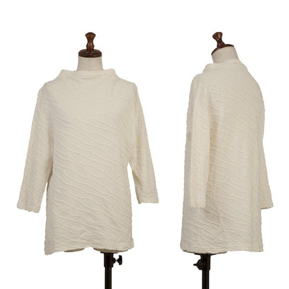 Plantation Cotton Ribbed 3/4 Sleeve Top Ivory Size M