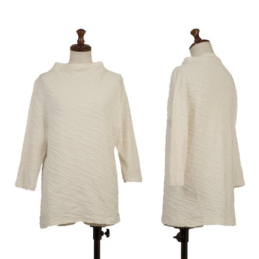 Plantation Cotton Ribbed 3/4 Sleeve Top Ivory Size M