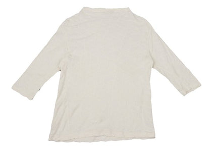 Plantation Cotton Ribbed 3/4 Sleeve Top Ivory Size M