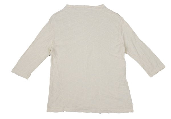 Plantation Cotton Ribbed 3/4 Sleeve Top Ivory Size M