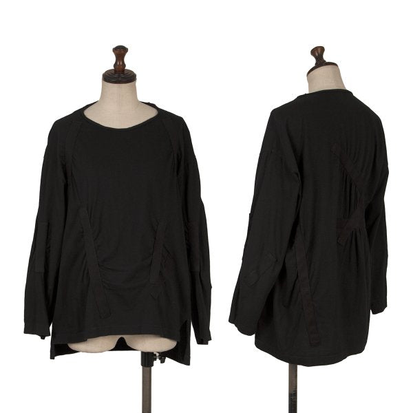 B Yohji Yamamoto Cotton Tape Design Top Black Size 2