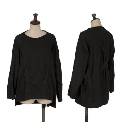 B Yohji Yamamoto Cotton Tape Design Top Black Size 2