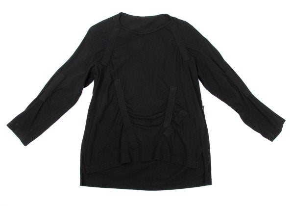 B Yohji Yamamoto Cotton Tape Design Top Black Size 2