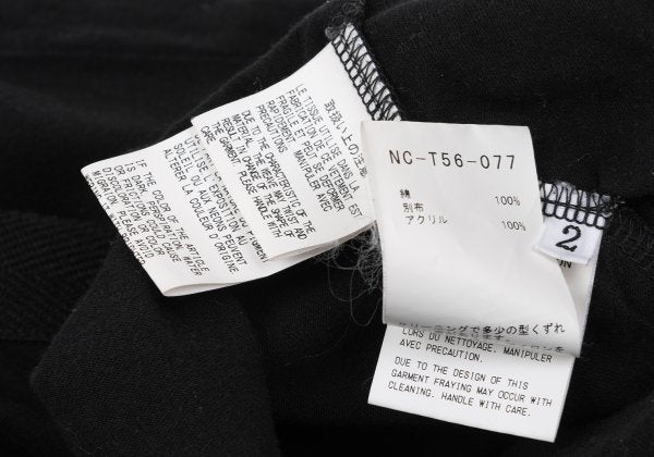 B Yohji Yamamoto Cotton Tape Design Top Black Size 2