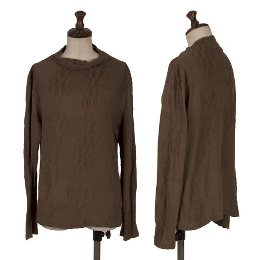 Plantation Cotton Graphic Jacquard Mock Top Brown Size M