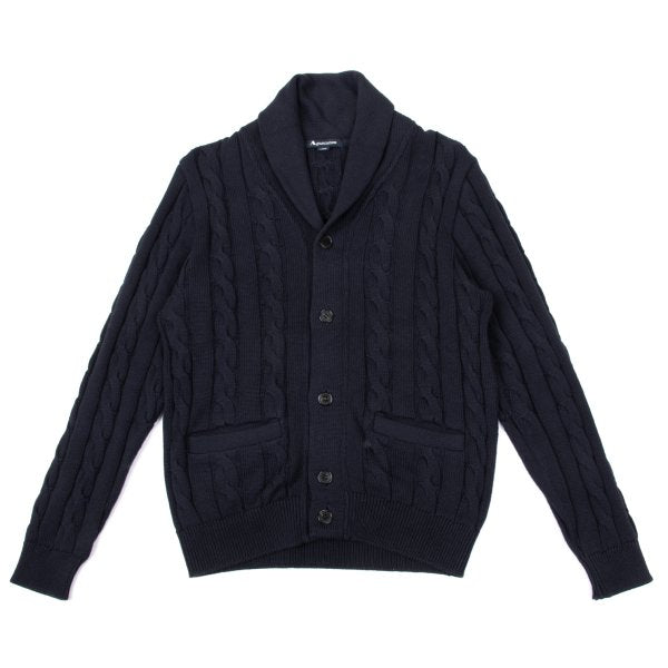 Aquascutum Cashmere Silk Cotton Shawl Cardigan Navy Size L