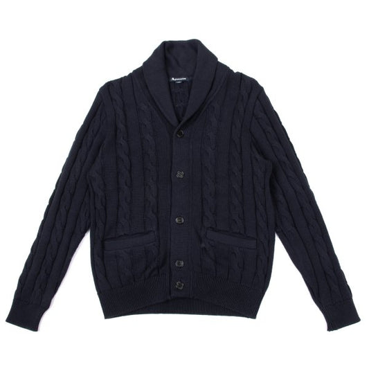 Aquascutum Cashmere Silk Cotton Shawl Cardigan Navy Size L