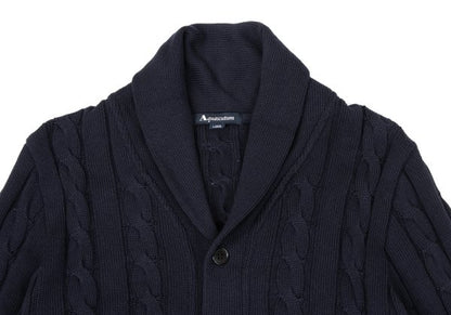 Aquascutum Cashmere Silk Cotton Shawl Cardigan Navy Size L