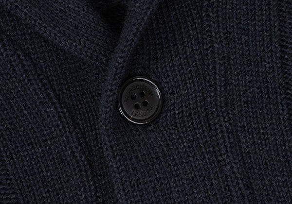 Aquascutum Cashmere Silk Cotton Shawl Cardigan Navy Size L