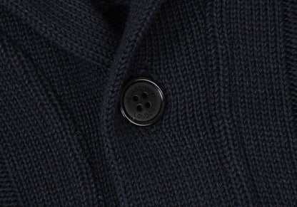 Aquascutum Cashmere Silk Cotton Shawl Cardigan Navy Size L