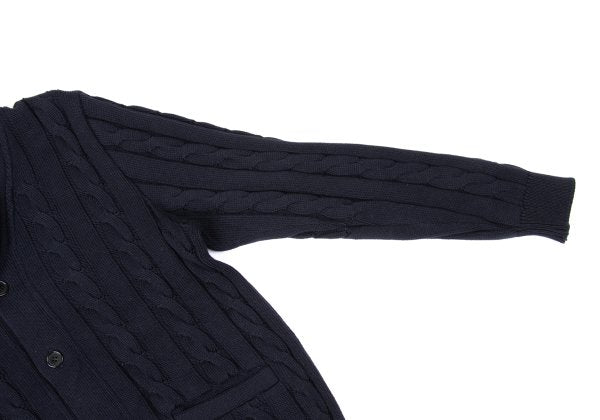 Aquascutum Cashmere Silk Cotton Shawl Cardigan Navy Size L