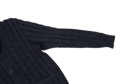 Aquascutum Cashmere Silk Cotton Shawl Cardigan Navy Size L