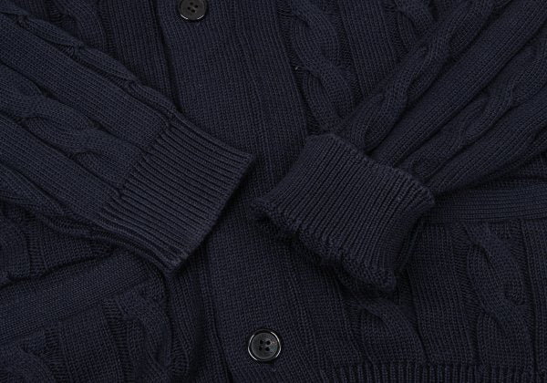 Aquascutum Cashmere Silk Cotton Shawl Cardigan Navy Size L