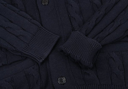 Aquascutum Cashmere Silk Cotton Shawl Cardigan Navy Size L