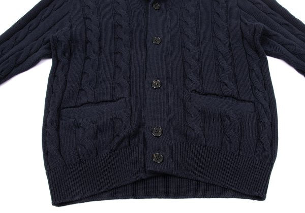 Aquascutum Cashmere Silk Cotton Shawl Cardigan Navy Size L