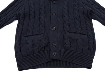 Aquascutum Cashmere Silk Cotton Shawl Cardigan Navy Size L