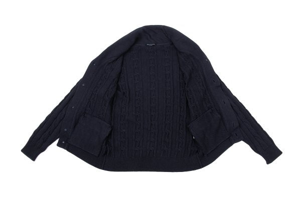 Aquascutum Cashmere Silk Cotton Shawl Cardigan Navy Size L