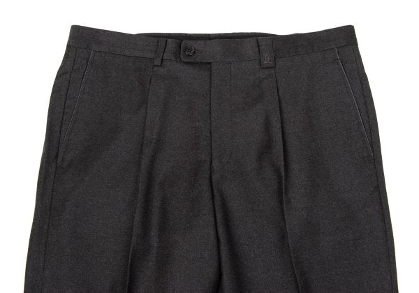 LANVIN collection Wool Tuck Pants Charcoal Brown Size 88