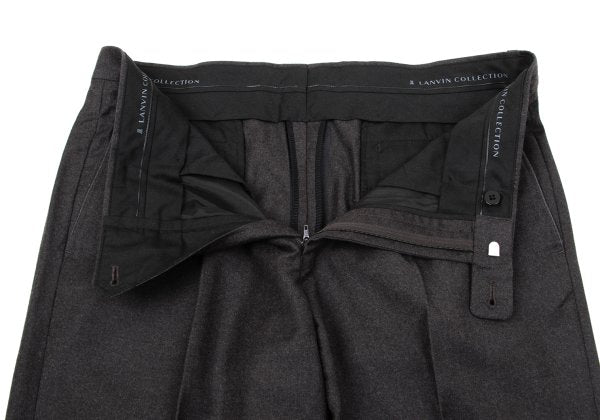 LANVIN collection Wool Tuck Pants Charcoal Brown Size 88