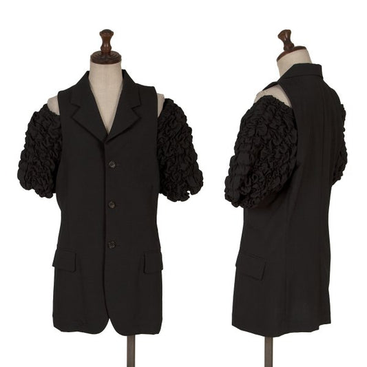 COMME des GARCONS Wool Shirring Sleeve Jacket Black Size S