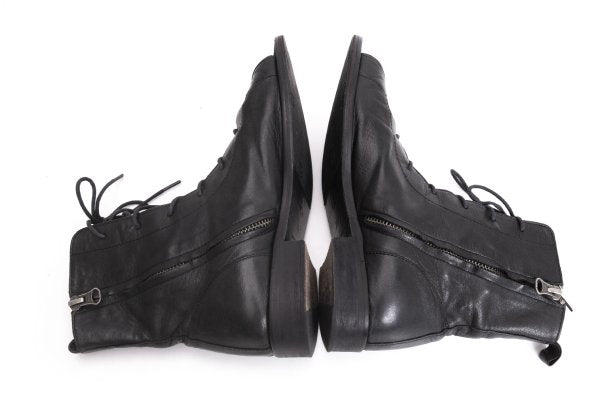 Y's Open Toe Leather Boots Black Size 23.5CM