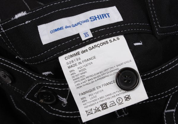 COMME des GARCONS SHIRT Poly-Wool White Pants Black Size XS