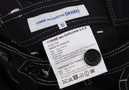 COMME des GARCONS SHIRT Poly-Wool White Pants Black Size XS